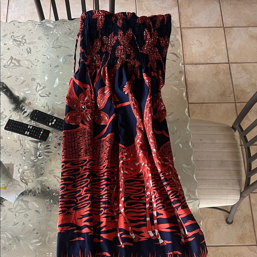 Ladies Gypsie Blu 3x Boutique maxi dress blue orange giraffe NWOT